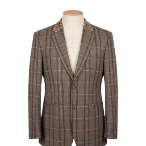 mens tweed brown check coat