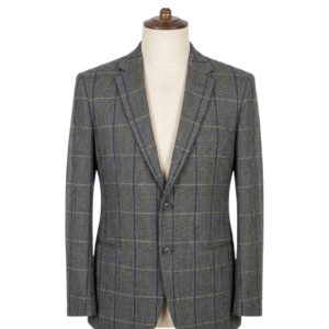 mens tweed grey check coat