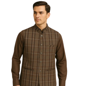 mens tweed fabric brown check wiest coat