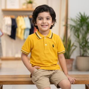 Little Prep Tipped Polo Shirt – Mustard Yellow