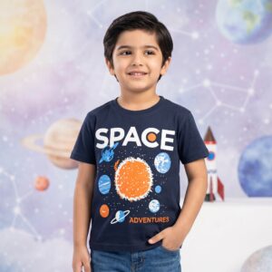 Boys "Space Adventures" Graphic Tee – Navy Blue