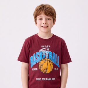 Kids' "Built For Game Day" Basketball Tee – Deep Maroon
