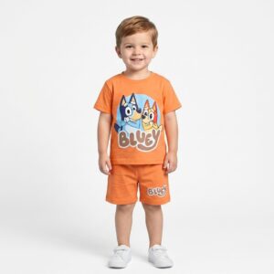 Kids' Bluey and Bingo 2-Piece T-Shirt & Shorts Set – Peach Orange