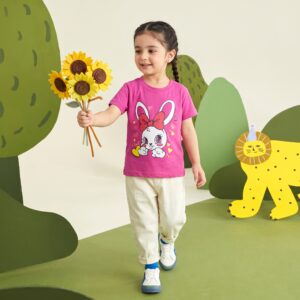 Toddler & Girls' Cartoon Rabbit T-Shirt | Bright Pink Playtime Tee